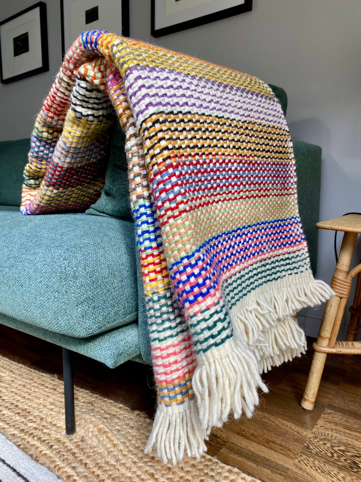 Plaid Multicolore en laine de mouton - sur mesure