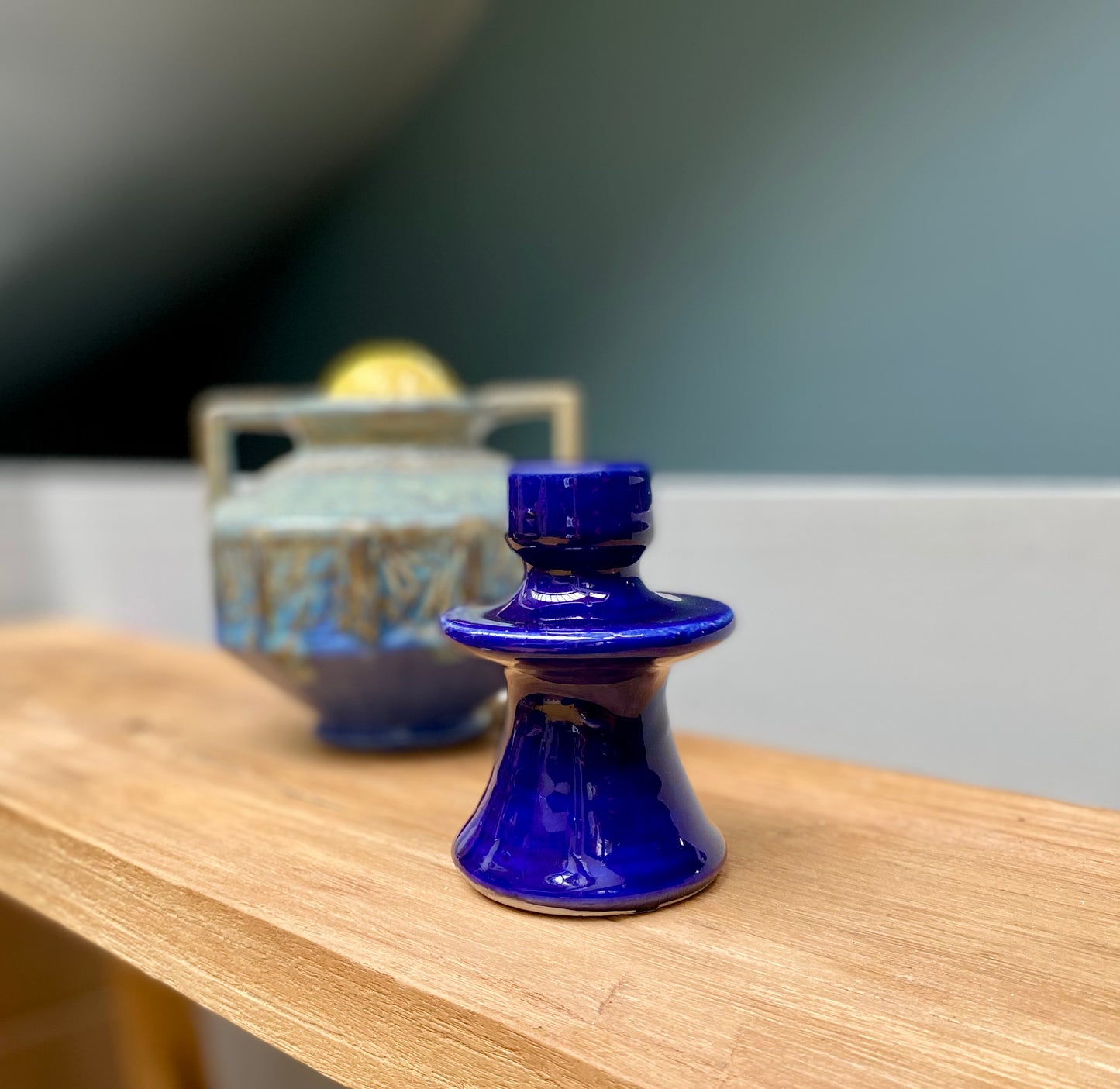 Bougeoir en céramique - bleu