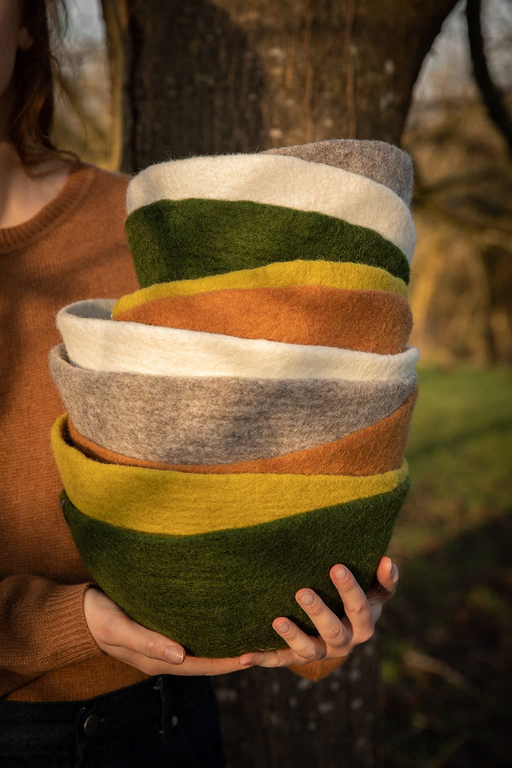 Corbeille en feutre de laine