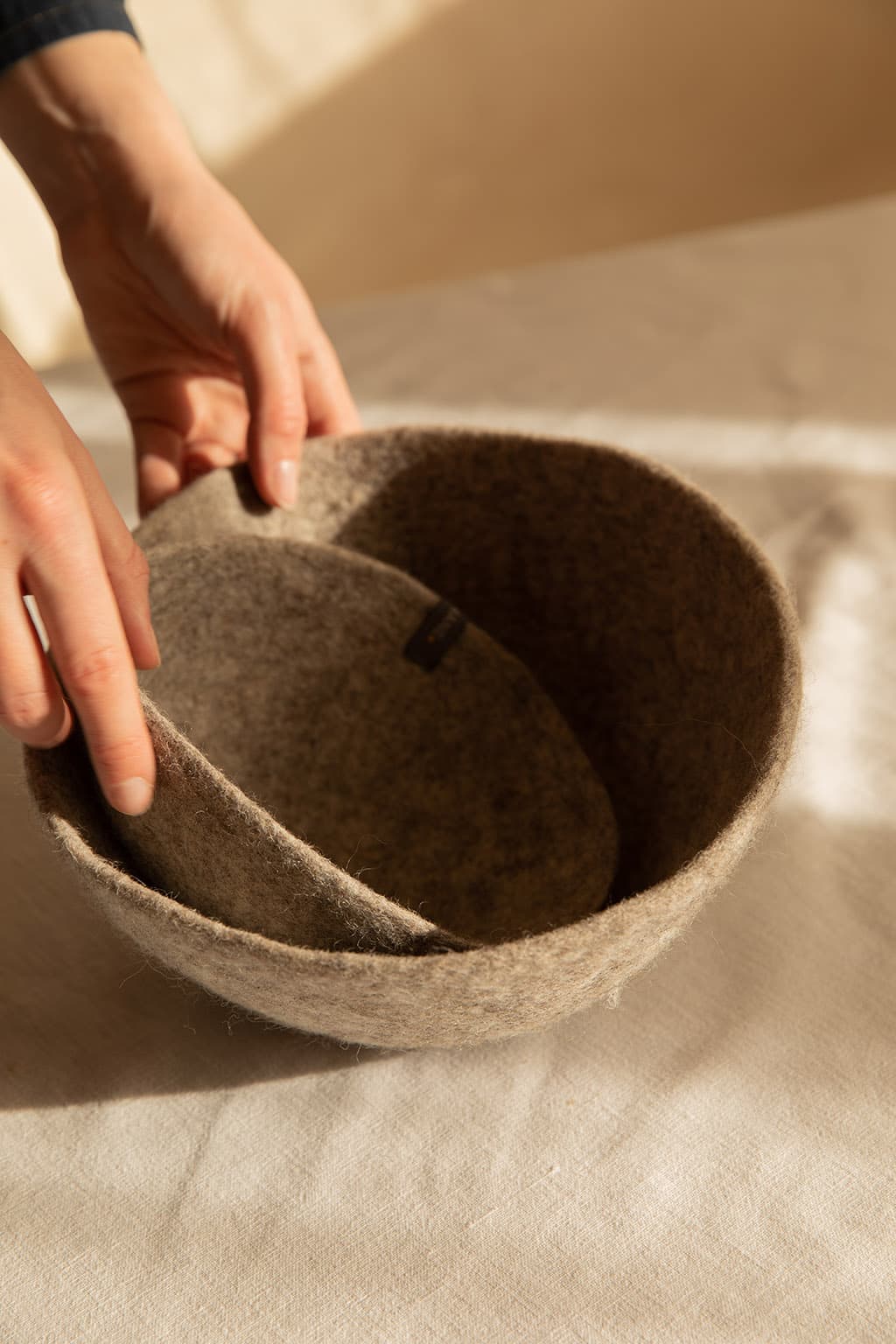 Corbeille en feutre de laine