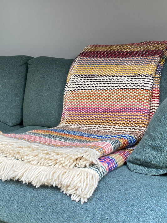 Plaid Multicolore en laine de mouton - sur mesure