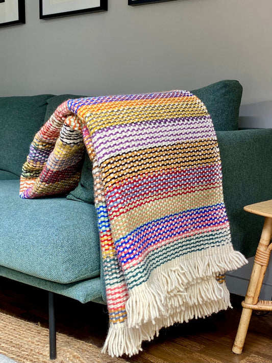 Plaid Multicolore en laine de mouton - sur mesure