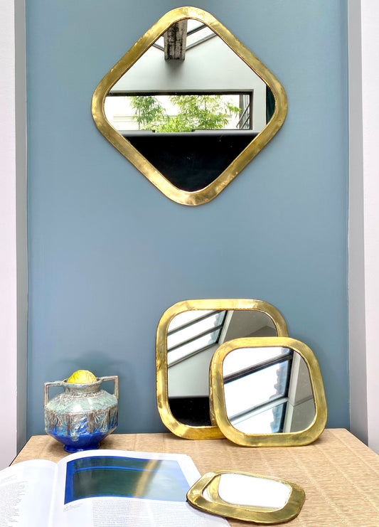 Miroir carré doré