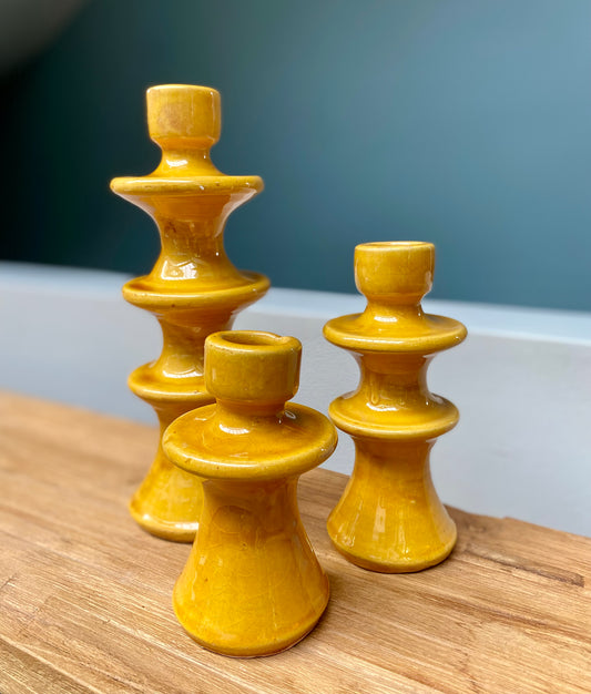 Bougeoir en céramique - jaune