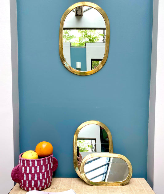 Miroir ovale doré